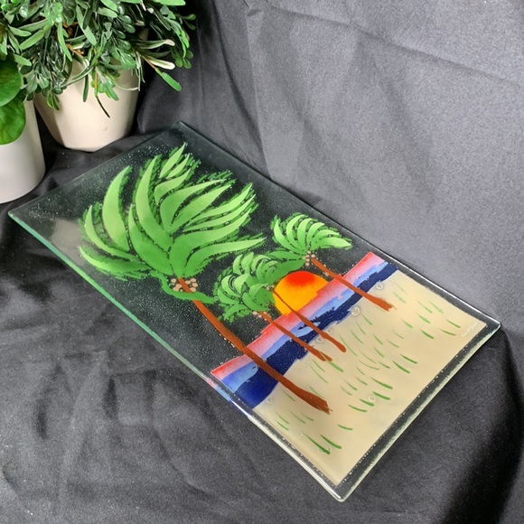 Wm McGrath Fusion Art Glass 56267 “Palm Trees” fused glass tray - Picture 14 of 15